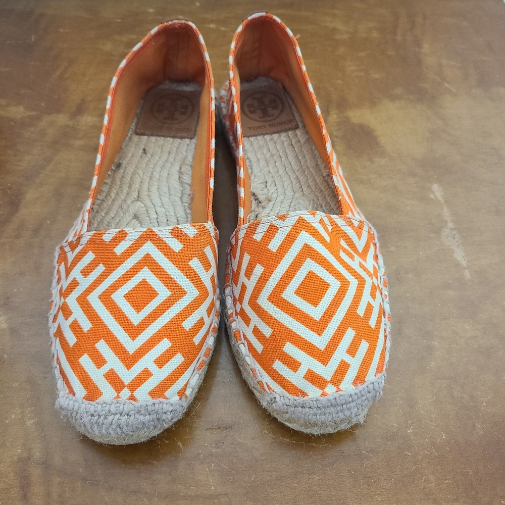 Tory Burch Espadrilles Flat Comfy Fun Canvas